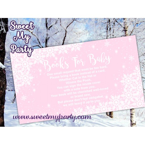 Winter Wonderland Baby Shower pink books for baby tickets,(pink 5)